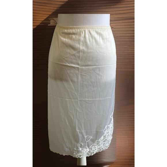 Vintage Half-Slip Women’s Wedding Sexy Ivory Nylon Lace Trim Floral White 70s M - Picture 1 of 10